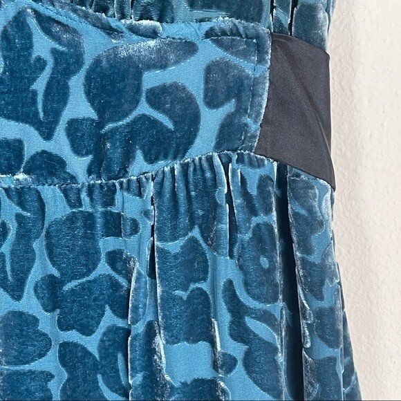 Moulinette Soeurs Anthropologie Velvet Silk Blend Teal Sheath Dress 0 - Picture 4 of 10
